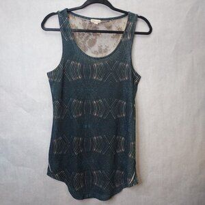 Silence + Noise Tank Top Women's Sm Lace Back Blue Sleeveless Tunic Sheer Boho